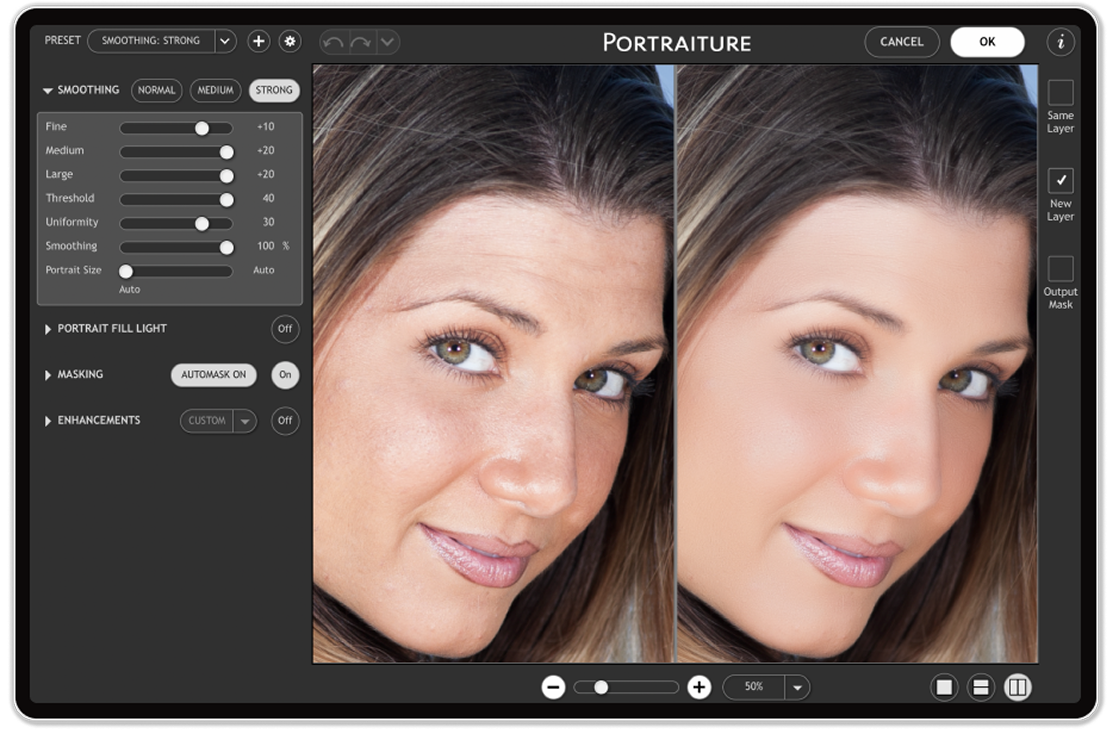 Portraiture uniformity across images
