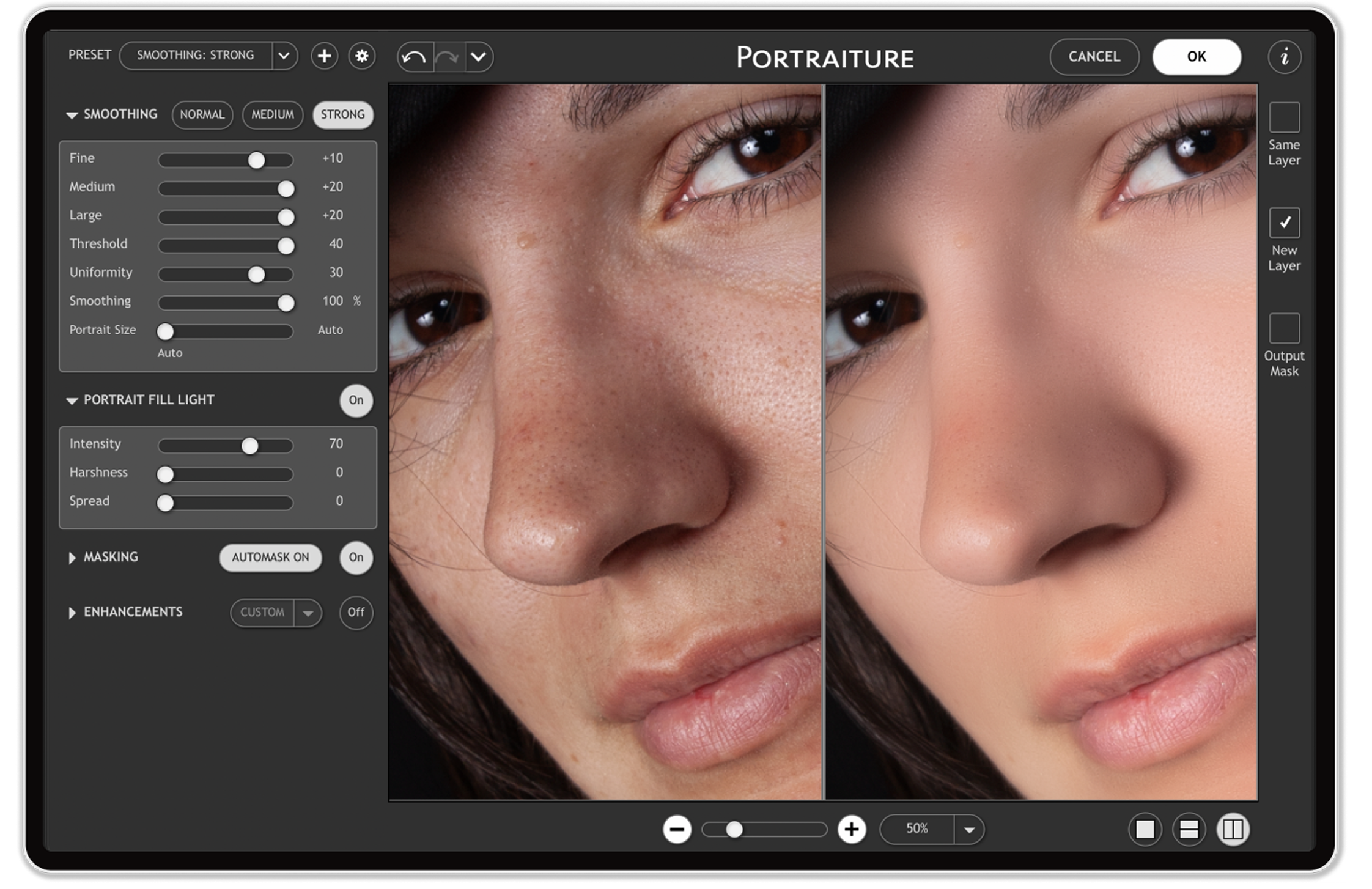 Portraiture fill light tool